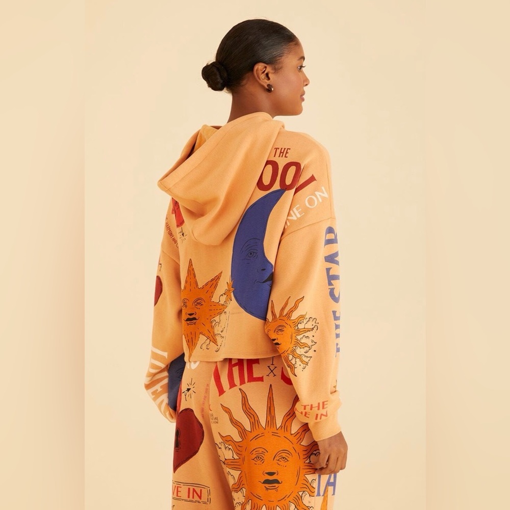 RARE Farm Rio "Let The Sun In" Cropped Tarot Sweatshirt